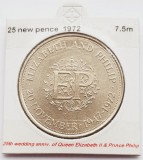 1841 Marea Britanie UK Anglia 25 new pence 1972 Silver Wedding km 917, Europa