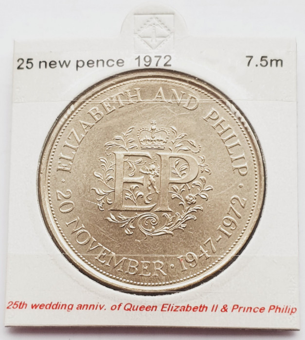 1841 Marea Britanie UK Anglia 25 new pence 1972 Silver Wedding km 917