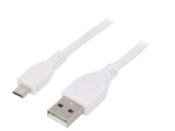 Cablu USB 2.0 A la Micro B Aurit 3m Alb PVC