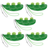 Set cinci jucarii antistres IdeallStore&reg;, pastaie de mazare, tip breloc, 6.5 cm, verde