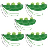 Set cinci jucarii antistres IdeallStore&reg;, pastaie de mazare, tip breloc, 6.5 cm, verde