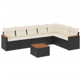 Cumpara ieftin Set mobilier de gradina cu perne, 8 piese, negru, poliratan