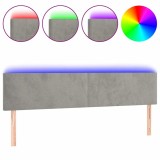 Cumpara ieftin Tablie de pat cu LED, gri deschis, 180x5x78/88 cm, catifea
