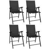 Outsunny Set de 4 scaune de grădină pliabile Structură oțel robustă fără asamblare Spătar &icirc;nalt ergonomic 58x62x97cm Negru | Aosom Romania