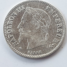 Franța 20 centimes 1867 A /Paris argint Napoleon lll