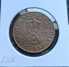 indiile Olandeze 2 1/2 cent 1945 P foto