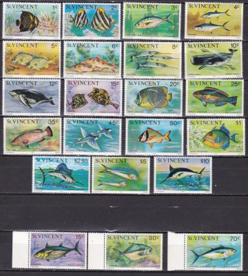 St. Vincent 1975/76 fauna marina MI 383-401/448-450 MNH (22 val) foto