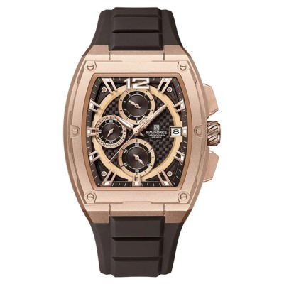 Ceas Barbati Naviforce 8050 Negru-Rose , Design Sport, Functii Multiple, Afisare Data, Rezistent la Apa 3ATM foto