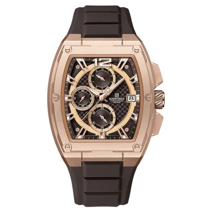Ceas Barbati Naviforce 8050 Negru-Rose , Design Sport, Functii Multiple, Afisare Data, Rezistent la Apa 3ATM