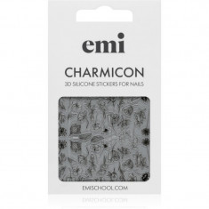 emi Charmicon Black Flowers folii autocolante pentru unghii 3D #176 1 buc