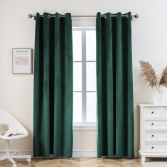 Set doua draperii catifea, verde inchis