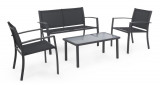 Set mobilier pentru gradina/terasa 4 piese Peder, Bizzotto, otel/textilena 2x1, gri carbune