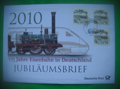 HOPCT PLIC FDC S 2022 TREN DE EPOCA ADLER 175 ANI -2010-JUBILAUMSBRIEF GERMANIA foto