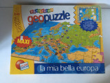 * Puzzle Harta Europei, Geopuzzle, 5-10 ani, piese mari, complet, + poster mare