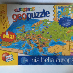 * Puzzle Harta Europei, Geopuzzle, 5-10 ani, piese mari, complet, + poster mare