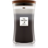 Woodwick Trilogy Warm Woods lum&acirc;nare parfumată cu fitil din lemn 609,5 g