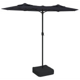 Umbrela de soare cu doua capete cu LED-uri, negru, 316x240 cm GartenMobel Dekor, vidaXL