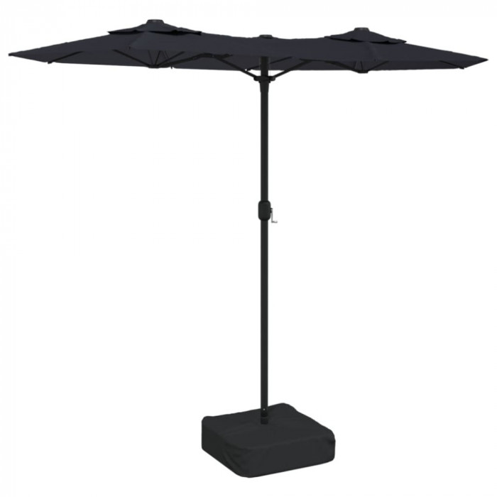 Umbrela de soare cu doua capete, negru, 316x240 cm GartenMobel Dekor