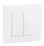 Intrerupator dublu Legrand Niloe 396420, incastrat, rama inclusa, alb