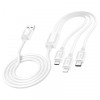Cablu Incarcare USB-A - Lightning / microUSB / USB-C HOCO X74 3in1, 18W, 1m, Alb, Apple