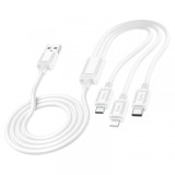 Cablu Incarcare USB-A - Lightning / microUSB / USB-C HOCO X74 3in1, 18W, 1m, Alb, Apple