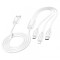 Cablu Incarcare USB-A - Lightning / microUSB / USB-C HOCO X74 3in1, 18W, 1m, Alb