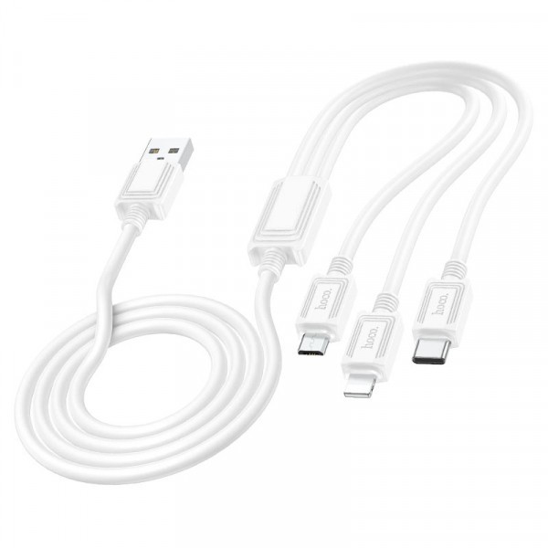 Cablu Incarcare USB-A - Lightning / microUSB / USB-C HOCO X74 3in1, 18W, 1m, Alb