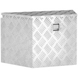 HOMCOM Cutie de scule pentru remorcă cutie de depozitare din aluminiu cu &icirc;ncuietoare formă trapezoidală 73,7 x 41 x 46 cm argintiu | Aosom Romania
