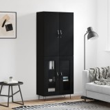 Dulap &icirc;nalt, negru, 69,5x34x180 cm, lemn compozit