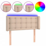 Tăblie de pat cu LED, cappuccino, 93x16x78/88cm piele ecologică