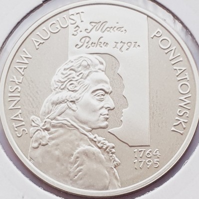 616 Polonia 10 zlote 2005 Stanisław August Poniatowski km 552 UNC argint foto