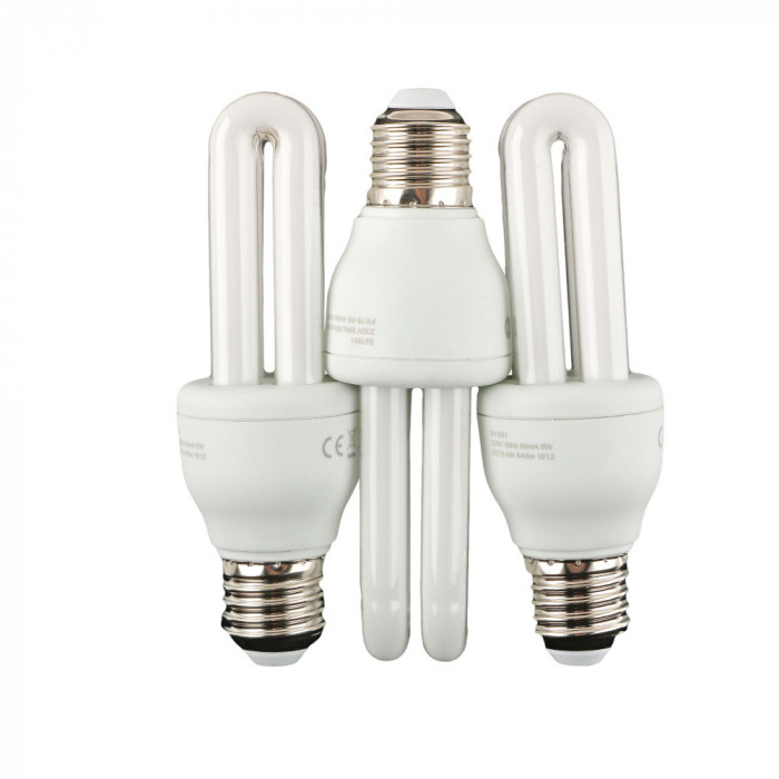 Set 3 becuri economice OK, E27, 440 lumeni, 9W, 10.000 ore, Clasa A, lumina calda