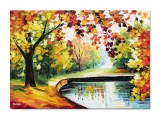 Cumpara ieftin Tablou peisaj pictat manual, Armonia naturii, 70x50cm ulei pe panza in cutit efect 3D, superb