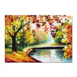Tablou peisaj pictat manual, Armonia naturii, 70x50cm ulei pe panza in cutit efect 3D, superb