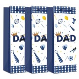 Pachet 3 pungi cadou pentru sticle bauturi, Blue Dad - hartie rezistenta (36 x 12.7 x 8.3 cm)