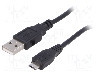 Cablu USB A mufa, USB B micro mufa, USB 2.0, lungime 1m, negru, AKYGA - AK-USB-21