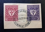 Germania / Republica de la Weimar 1922 Fragment "Deutsche Gewerbeschau M&uuml;nchen 1922" (1&frac14; Mark Carmin &amp; 2 Mark Violet) Ștampilat special M&uuml;nchen - CKL2