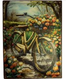 Tablou Vintage Bicycle with Flowers &ndash; Retro Metal Wall Art