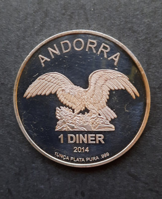 1 Diner &amp;quot;Golden Eagle&amp;quot; - Silver Bullion, 2014, Andorra - A 3450 foto