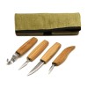 Set 4 Cutite Sculptura Lemn BeaverCraft S09, Otel Carbon, Dalta, Cutit Sloyd, Detalii, Linguri, Husa Inclusa
