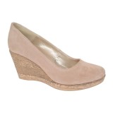 Pantofi dama casual din piele naturala intoarsa bej, platforme de 7 cm - MARA P3550VB