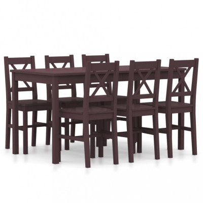 vidaXL Set mobilier de bucătărie, 7 piese, maro &amp;icirc;nchis, lemn de pin foto
