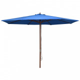 Umbrela de soare de exterior, stalp din lemn, albastru, 350 cm GartenMobel Dekor, vidaXL
