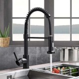 Baterie Bucatarie Alessandro DESIGN Inox Alama Negru, Dus Extractibil, Monocomanda, Pipa Pivotanta, Tip Chiuveta