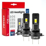 Becuri auto LED H7 AMiO F25 PRO Black Edition Full Canbus 68W 12/24V 7646 lm 6000K pentru faruri, compatibile cu control bec ars