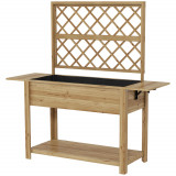 Outsunny Strat de Grădină &Icirc;nălțat cu Grilaj pentru Plante, Jardinieră &Icirc;nălțată cu Rafturi Laterale Pliabile, 243.5x192x195 cm, Gri | Aosom Romania
