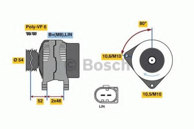 Generator / Alternator VOLVO S80 II (AS) (2006 - 2016) BOSCH 0 986 081 190 foto