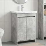 Cumpara ieftin Set de mobilier pentru baie Gri Beton 81 x 40 x 84,5 cm