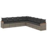 Cumpara ieftin Set canapele de gradina, 9 piese, cu perne, gri, poliratan