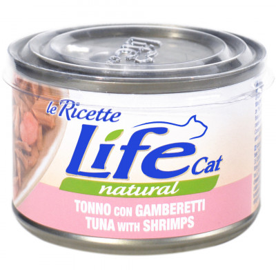 Conserva cu hrana umeda pentru pisici Life Cat, Ton si Creveti, 150 g foto